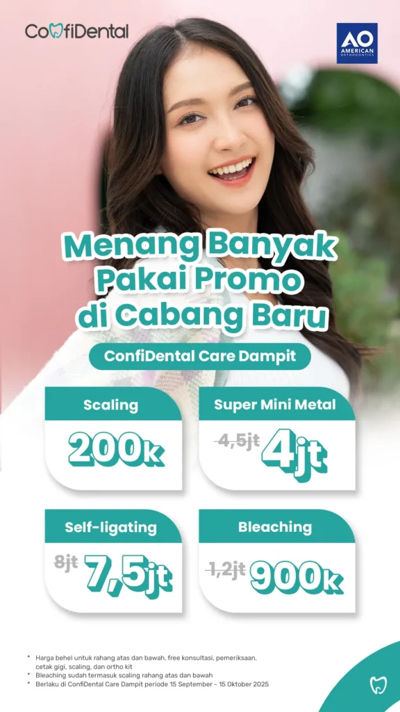 Kabar baik untuk kamu, ConfiDental kini hadir di Dampit dengan promo grand opening yang super spesial. Selama periode September – Oktober 2025, nikmati berbagai penawaran menarik untuk perawatan gigi kamu mulai dari Rp200.000 saja!